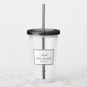 Ring Bearer Black & White Bowtie Wedding Kids Acrylic Tumbler