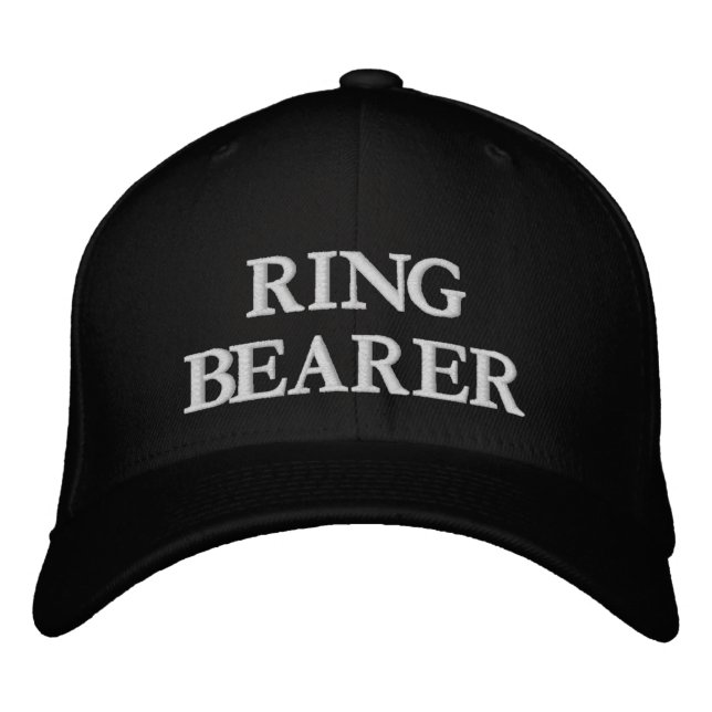 Ring Bearer black white elegant chic wedding Embroidered Hat (Front)