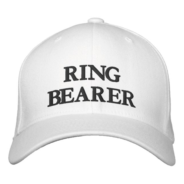 Ring Bearer black white elegant chic wedding Embroidered Hat (Front)