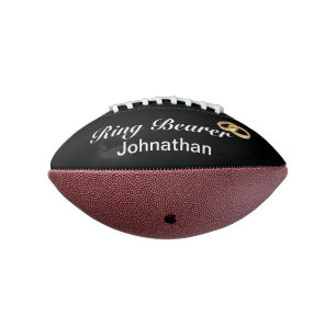 Ring Bearer Black White Faux Gold Wedding Rings  American Football