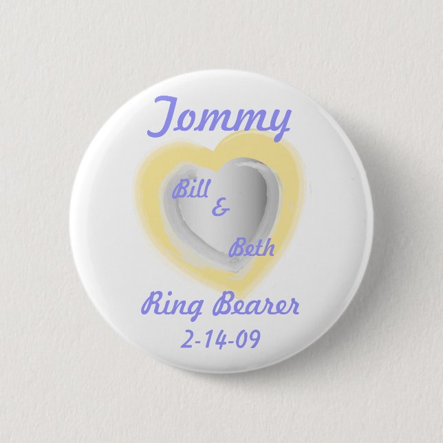 Ring Bearer Button-Customise 6 Cm Round Badge (Front)