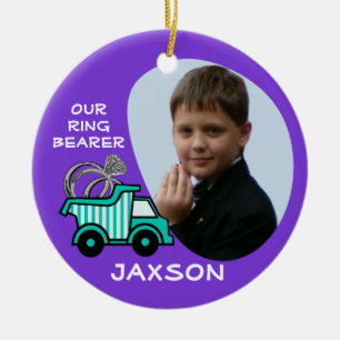 Ring Bearer Dump Truck Photo Ceramic Tree Decoration