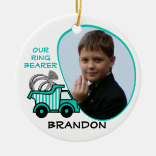 Ring Bearer Dump Truck Photo Ceramic Tree Decoration