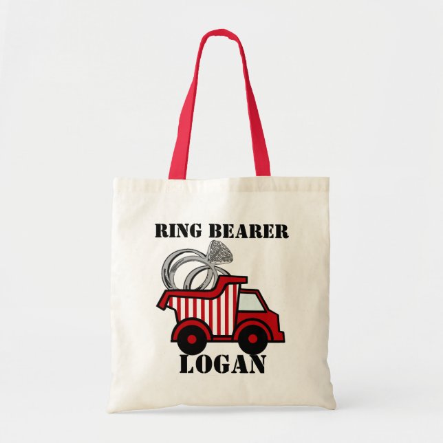 Ring Bearer Dump Truck Red Tote Bag (Front)