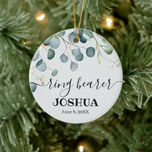 ring bearer eucalyptus Wedding Keepsake Ceramic Tree Decoration