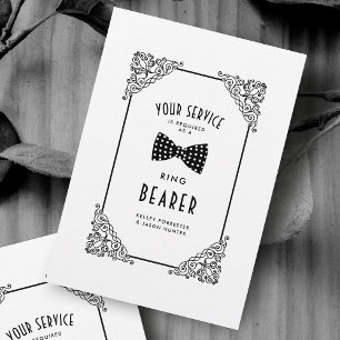 Ring Bearer Funny BW Bow Tie Vintage Flourish