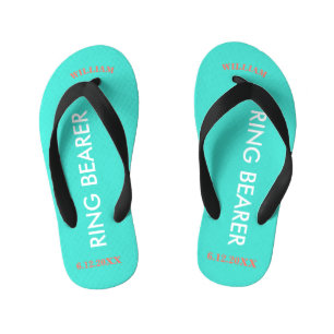 Ring Bearer NAME Turquoise Blue Kid's Flip Flops