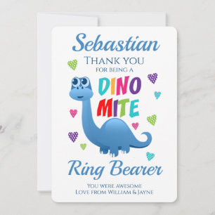 Ring Bearer Page Boy Thank You Dinosaur Card