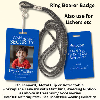 Ring Bearer Photo SECURITY Badge Cobalt Blue Suite ID Badge