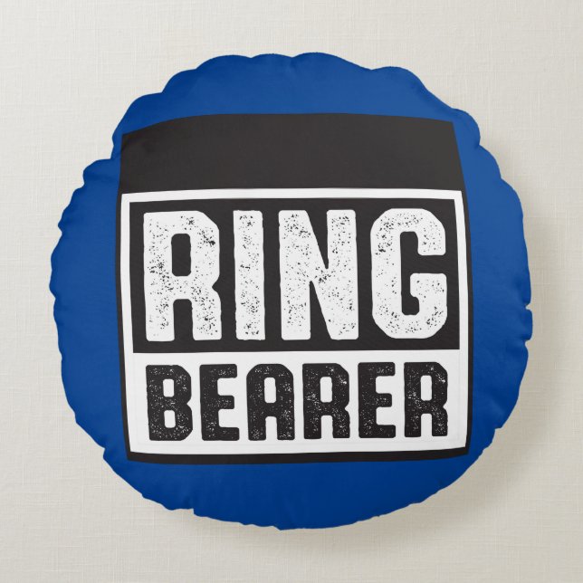 Ring Bearer Pillow Blue And Black Collection (Front)