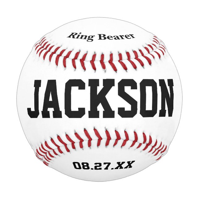 Ring Bearer Proposal Personalised Ring Bear Gift Baseball (Front)