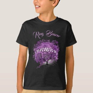 Ring Bearer Radiant Purple Heart Leaf Tree Wedding T-Shirt