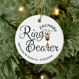 Ring Bearer Reindeer Christmas Ceramic Tree Decoration