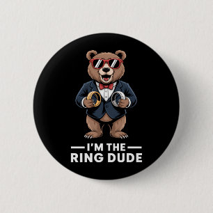 Ring Bearer Ring Security Funny Wedding Party Bear 6 Cm Round Badge