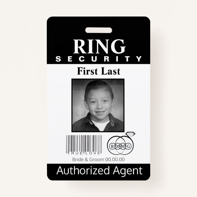 Ring Bearer Security Badge ID Badge (Front)