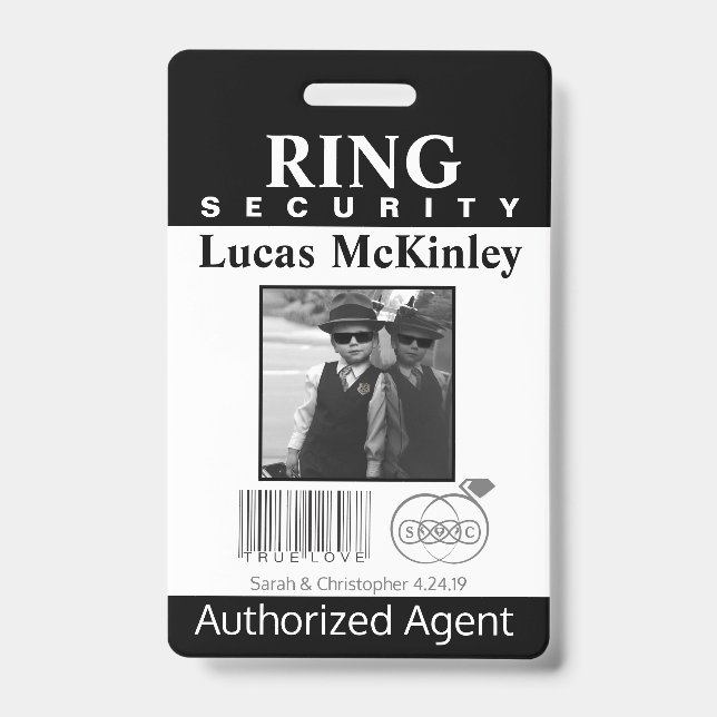 Ring Bearer Security Badge ID Badge (Front)
