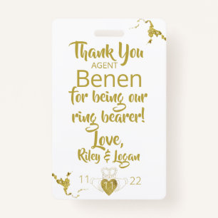 Ring Bearer Security Badge ID Badge