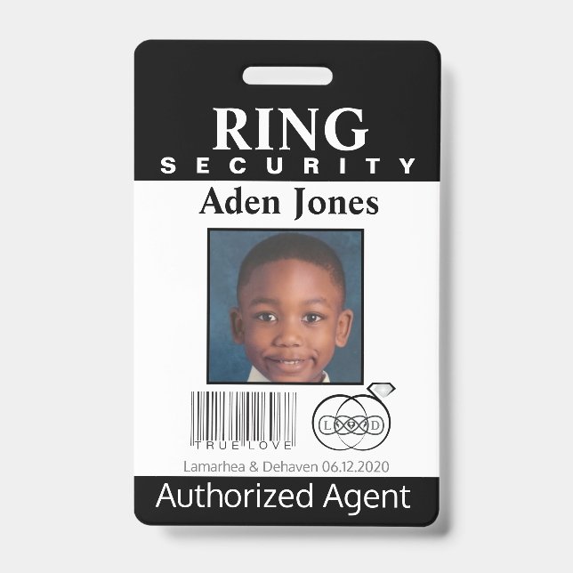 Ring Bearer Security Badge ID Badge (Front)