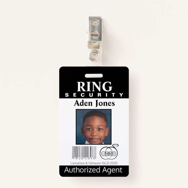 Ring Bearer Security Badge ID Badge (Front with Clip)