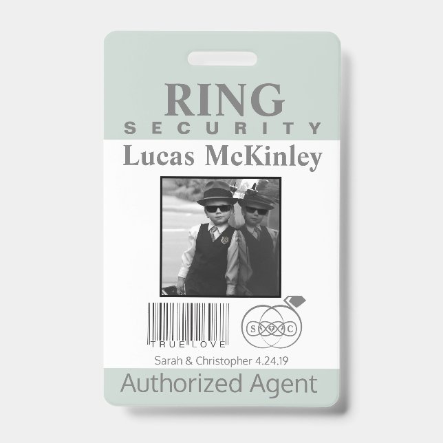 Ring Bearer Security Badge ID Badge (Front)