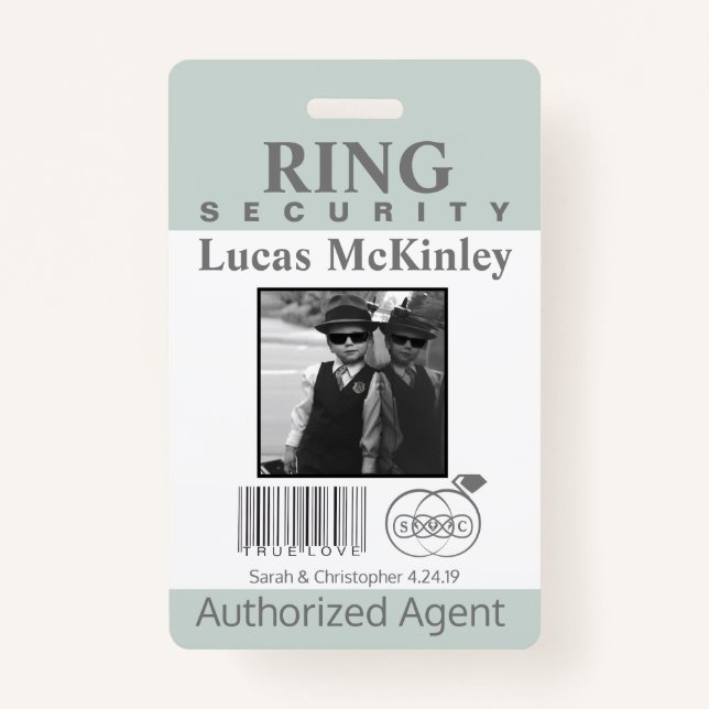 Ring Bearer Security Badge ID Badge (Front)