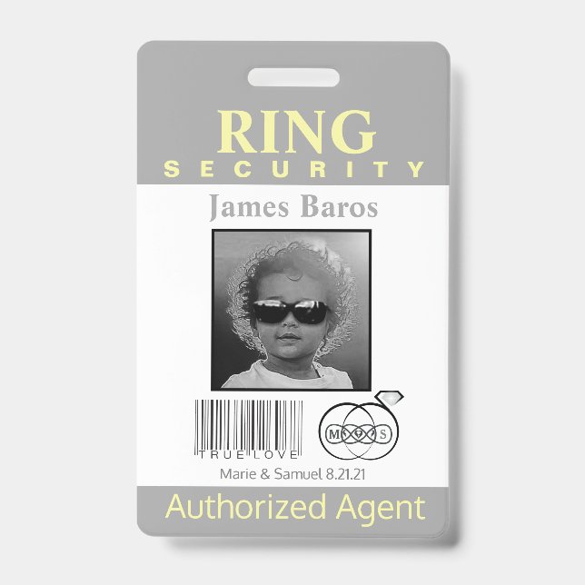 Ring Bearer Security Badge ID Badge (Front)