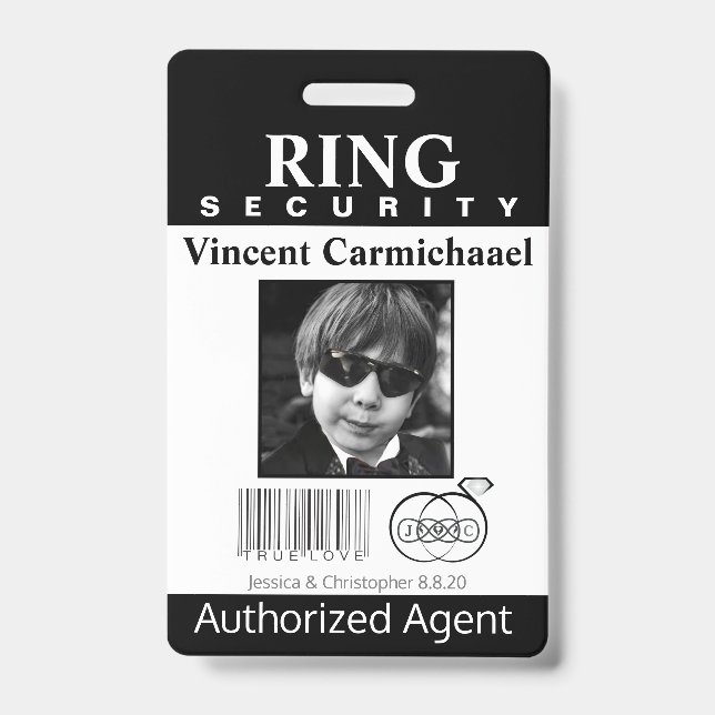 Ring Bearer Security Badge ID Badge (Front)