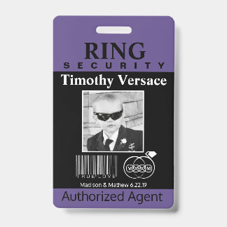 Ring Bearer Security Badge ID Badge