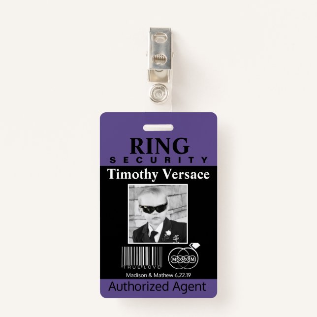 Ring Bearer Security Badge ID Badge (Front with Clip)