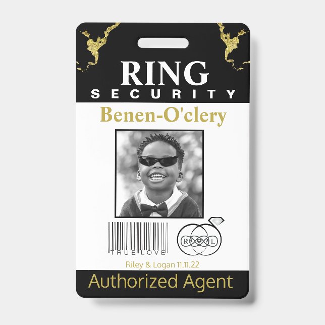 Ring Bearer Security Badge ID Badge (Front)