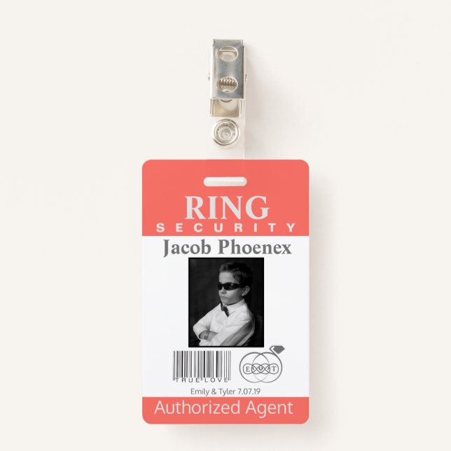 Ring Bearer Security Badge ID Badge (Front with Clip)
