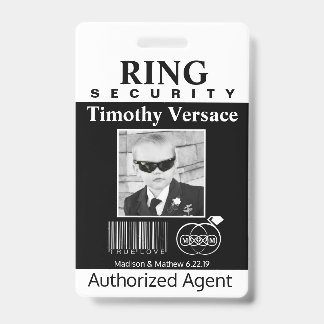 Ring Bearer Security Badge ID Badge