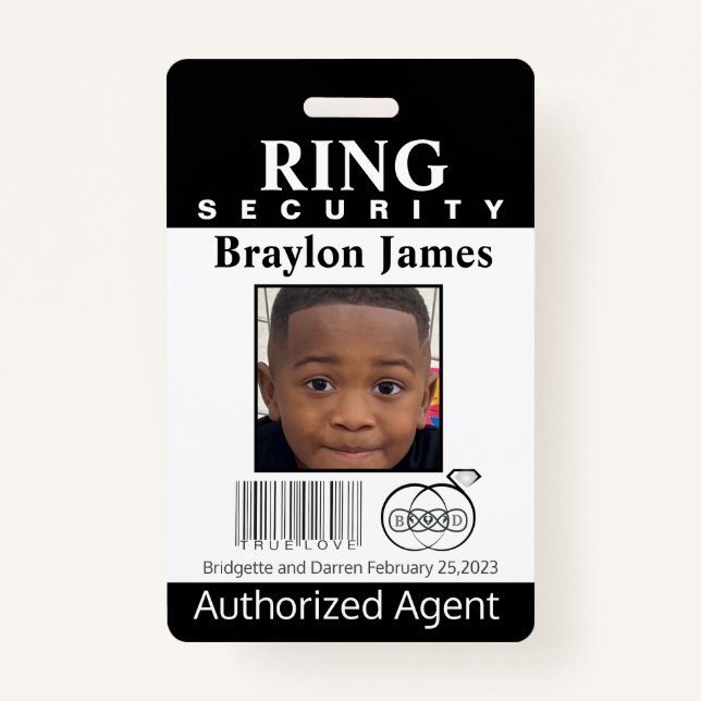 Ring Bearer Security Badge ID Badge (Front)