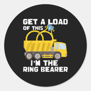 Ring Bearer Shirt Funny Wedding Truck Boys Gift Id Classic Round Sticker
