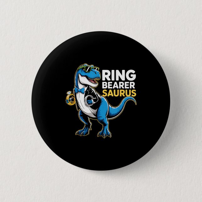 Ring Bearer T-rex Dino Funny Wedding Party Ring Di 6 Cm Round Badge (Front)