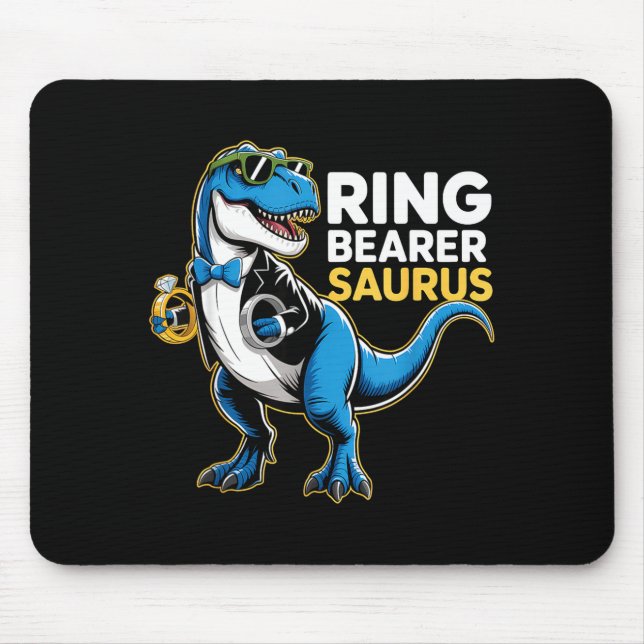 Ring Bearer T-rex Dino Funny Wedding Party Ring Di Mouse Mat (Front)