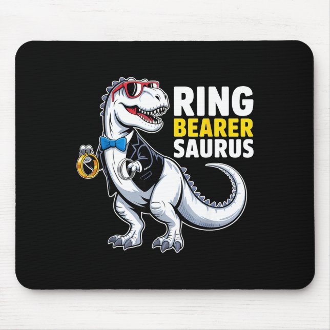 Ring Bearer T-Rex Dinosaur Funny Wedding Party Mouse Mat (Front)