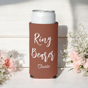 Ring Bearer Terracotta Brown Wedding  Seltzer Can Cooler