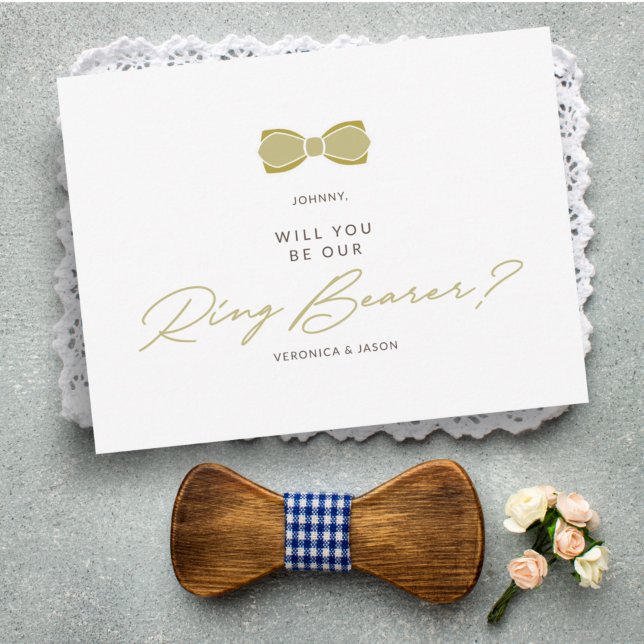 Ring Bearer Vintage Bow Wedding Proposal Postcard (Creator Uploaded)