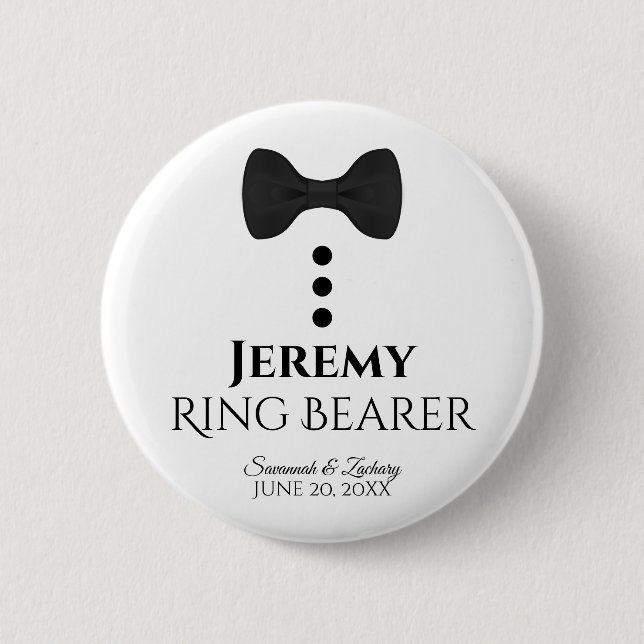 Ring Bearer Wedding Button Name Tag (Front)
