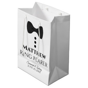 Ring Bearer Wedding Gift Bag with Black Tie