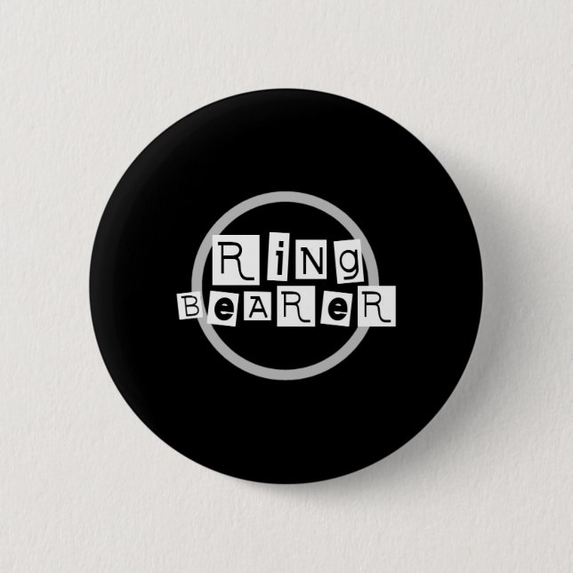 Ring Bearer White on Black 6 Cm Round Badge (Front)