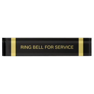 Ring Bell for Service Desk Name Plate Black Gold
