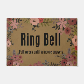 Ring Bell Pull Weeds Until Someone Answer Flower Doormat