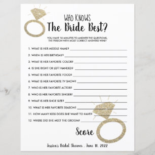 Ring Bling Bridal Shower Who Knows Bride Game