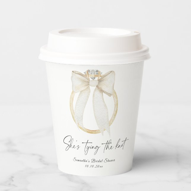 Ring Bow She's tying the knot Bridal Shower Paper Cups (Front)