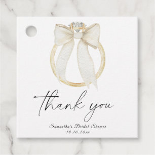 Ring Bow She's tying the knot Bridal Shower thanks Favour Tags