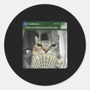 Ring Cat With Motion Meme  Classic Round Sticker