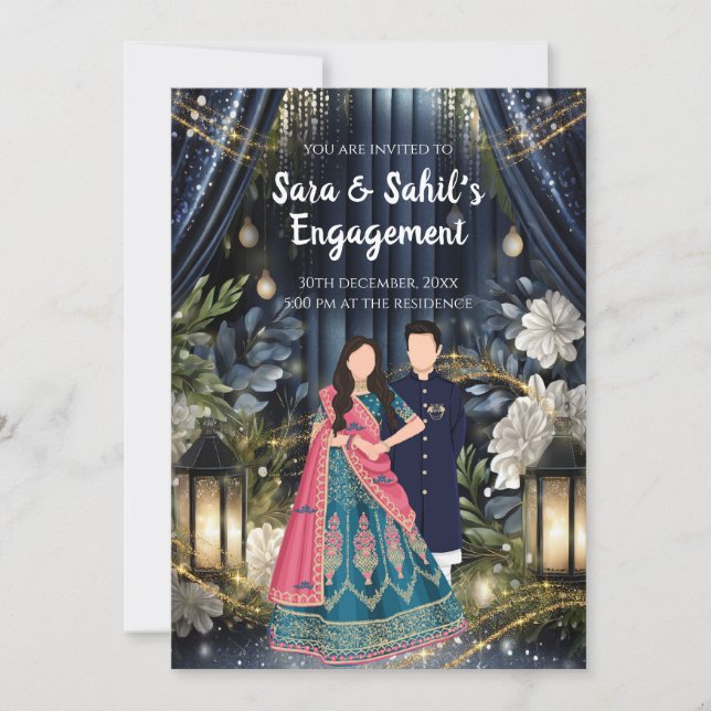 Ring Ceremony invite Indian Engagement invitation (Front)