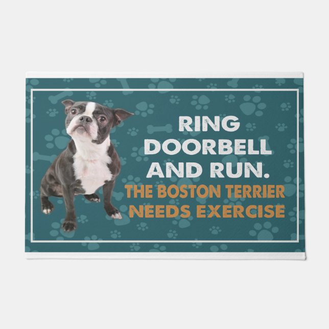 Ring Doorbell And Run The Boston Terrier Needs Exe Doormat (Front)
